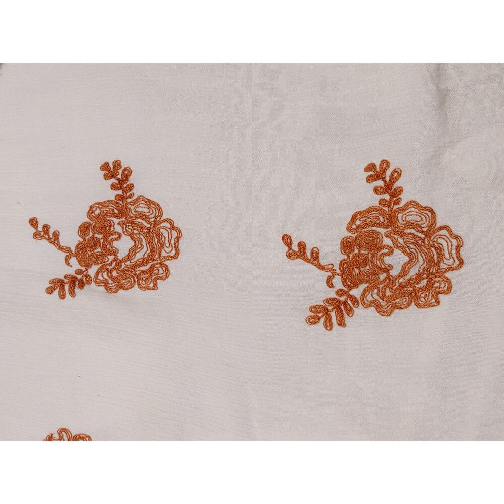 Free People Embroidered Swing Dress Cream Orange Boho Cottagecore Large - Picture 7 of 7